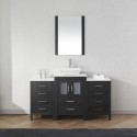 Dior 60" Single Bathroom Vanity in Zebra Grey with White Engineered Stone Top and Square Sink with Brushed Nickel Faucet and Mirror