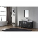 Dior 60" Single Bathroom Vanity in Zebra Grey with White Engineered Stone Top and Square Sink with Brushed Nickel Faucet and Mirror