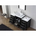 Dior 60" Single Bathroom Vanity in Zebra Grey with White Engineered Stone Top and Square Sink with Brushed Nickel Faucet and Mirror
