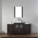 Dior 60" Single Bathroom Vanity in Espresso with Marble Top and Square Sink with Polished Chrome Faucet and Mirror