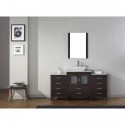Dior 60" Single Bathroom Vanity in Espresso with Marble Top and Square Sink with Polished Chrome Faucet and Mirror