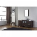 Dior 60" Single Bathroom Vanity in Espresso with Marble Top and Square Sink with Polished Chrome Faucet and Mirror