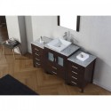 Dior 60" Single Bathroom Vanity in Espresso with Marble Top and Square Sink with Polished Chrome Faucet and Mirror
