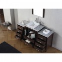Dior 60" Single Bathroom Vanity in Espresso with Marble Top and Square Sink with Polished Chrome Faucet and Mirror