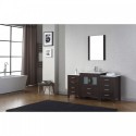 Dior 64" Single Bathroom Vanity in Espresso with Slim White Ceramic Top and Square Sink with Polished Chrome Faucet and Mirror