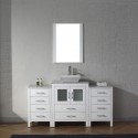 Dior 64" Single Bathroom Vanity in White with Marble Top and Square Sink with Brushed Nickel Faucet and Mirror
