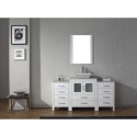 Dior 64" Single Bathroom Vanity in White with Marble Top and Square Sink with Brushed Nickel Faucet and Mirror