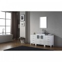 Dior 64" Single Bathroom Vanity in White with Marble Top and Square Sink with Brushed Nickel Faucet and Mirror
