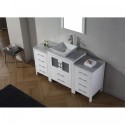 Dior 64" Single Bathroom Vanity in White with Marble Top and Square Sink with Brushed Nickel Faucet and Mirror