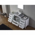 Dior 64" Single Bathroom Vanity in White with Marble Top and Square Sink with Brushed Nickel Faucet and Mirror