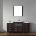 Dior 66" Single Bathroom Vanity in Espresso with Slim White Ceramic Top and Square Sink with Brushed Nickel Faucet and Mirror
