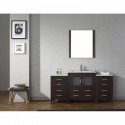 Dior 66" Single Bathroom Vanity in Espresso with Slim White Ceramic Top and Square Sink with Brushed Nickel Faucet and Mirror