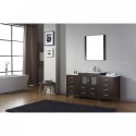 Dior 66" Single Bathroom Vanity in Espresso with Slim White Ceramic Top and Square Sink with Brushed Nickel Faucet and Mirror