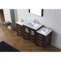 Dior 66" Single Bathroom Vanity in Espresso with Slim White Ceramic Top and Square Sink with Brushed Nickel Faucet and Mirror