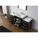 Dior 66" Single Bathroom Vanity in Espresso with Slim White Ceramic Top and Square Sink with Brushed Nickel Faucet and Mirror