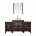 Dior 66" Single Bathroom Vanity in Espresso with White Engineered Stone Top and Square Sink with Polished Chrome Faucet and Mirror
