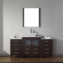 Dior 66" Single Bathroom Vanity in Espresso with White Engineered Stone Top and Square Sink with Polished Chrome Faucet and Mirror