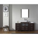 Dior 66" Single Bathroom Vanity in Espresso with White Engineered Stone Top and Square Sink with Polished Chrome Faucet and Mirror