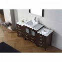 Dior 66" Single Bathroom Vanity in Espresso with White Engineered Stone Top and Square Sink with Polished Chrome Faucet and Mirror