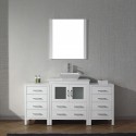 Dior 66" Single Bathroom Vanity in White with White Engineered Stone Top and Square Sink with Polished Chrome Faucet and Mirror