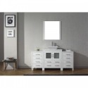 Dior 66" Single Bathroom Vanity in White with White Engineered Stone Top and Square Sink with Polished Chrome Faucet and Mirror