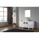 Dior 66" Single Bathroom Vanity in White with White Engineered Stone Top and Square Sink with Polished Chrome Faucet and Mirror