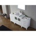 Dior 66" Single Bathroom Vanity in White with White Engineered Stone Top and Square Sink with Polished Chrome Faucet and Mirror