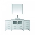 Dior 66" Single Bathroom Vanity in White with Marble Top and Square Sink with Brushed Nickel Faucet and Mirror
