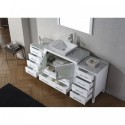 Dior 66" Single Bathroom Vanity in White with Marble Top and Square Sink with Brushed Nickel Faucet and Mirror