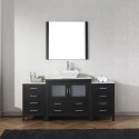 Dior 66" Single Bathroom Vanity in Zebra Grey with Marble Top and Square Sink with Polished Chrome Faucet and Mirror