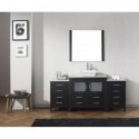 Dior 66" Single Bathroom Vanity in Zebra Grey with Marble Top and Square Sink with Polished Chrome Faucet and Mirror
