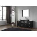 Dior 66" Single Bathroom Vanity in Zebra Grey with Marble Top and Square Sink with Polished Chrome Faucet and Mirror