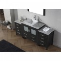 Dior 66" Single Bathroom Vanity in Zebra Grey with Marble Top and Square Sink with Polished Chrome Faucet and Mirror