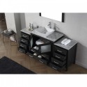 Dior 66" Single Bathroom Vanity in Zebra Grey with Marble Top and Square Sink with Polished Chrome Faucet and Mirror