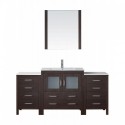 Dior 68" Single Bathroom Vanity in Espresso with Slim White Ceramic Top and Square Sink with Brushed Nickel Faucet and Mirror