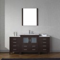 Dior 68" Single Bathroom Vanity in Espresso with Slim White Ceramic Top and Square Sink with Brushed Nickel Faucet and Mirror