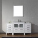 Dior 68" Single Bathroom Vanity in White with Slim White Ceramic Top and Square Sink with Polished Chrome Faucet and Mirror