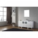 Dior 68" Single Bathroom Vanity in White with Slim White Ceramic Top and Square Sink with Polished Chrome Faucet and Mirror