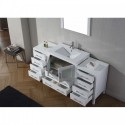 Dior 68" Single Bathroom Vanity in White with Slim White Ceramic Top and Square Sink with Polished Chrome Faucet and Mirror