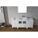 Dior 68" Single Bathroom Vanity in White with Slim White Ceramic Top and Square Sink with Polished Chrome Faucet and Mirror