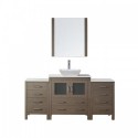 Dior 68" Single Bathroom Vanity in Dark Oak with White Engineered Stone Top and Square Sink with Brushed Nickel Faucet and Mirror