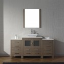 Dior 68" Single Bathroom Vanity in Dark Oak with White Engineered Stone Top and Square Sink with Brushed Nickel Faucet and Mirror