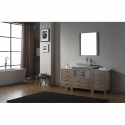 Dior 68" Single Bathroom Vanity in Dark Oak with White Engineered Stone Top and Square Sink with Brushed Nickel Faucet and Mirror