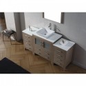 Dior 68" Single Bathroom Vanity in Dark Oak with White Engineered Stone Top and Square Sink with Brushed Nickel Faucet and Mirror