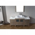 Dior 68" Single Bathroom Vanity in Dark Oak with White Engineered Stone Top and Square Sink with Brushed Nickel Faucet and Mirror