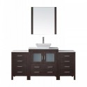 Dior 68" Single Bathroom Vanity in Espresso with White Engineered Stone Top and Square Sink with Polished Chrome Faucet and Mirror