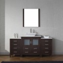 Dior 68" Single Bathroom Vanity in Espresso with White Engineered Stone Top and Square Sink with Polished Chrome Faucet and Mirror