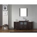 Dior 68" Single Bathroom Vanity in Espresso with White Engineered Stone Top and Square Sink with Polished Chrome Faucet and Mirror
