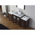 Dior 68" Single Bathroom Vanity in Espresso with White Engineered Stone Top and Square Sink with Polished Chrome Faucet and Mirror