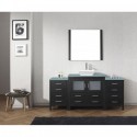 Dior 72" Single Bathroom Vanity in Zebra Grey with Aqua Tempered Glass Top and Square Sink with Brushed Nickel Faucet and Mirrors